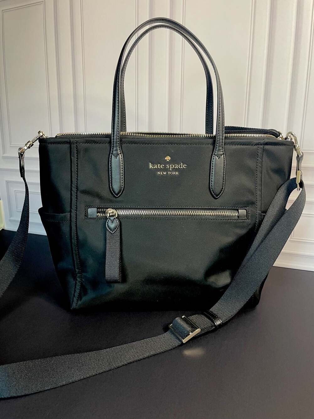Kate Spade New York Chelsea Medium Nylon Satchel in Black